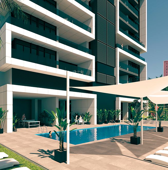Apartamento en Benidorm con 2 habitaciones y piscina comunitaria