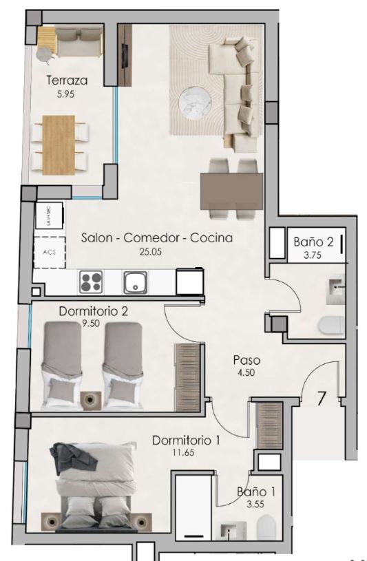 Apartamento en Santa Pola con 2 habitaciones y piscina comunitaria