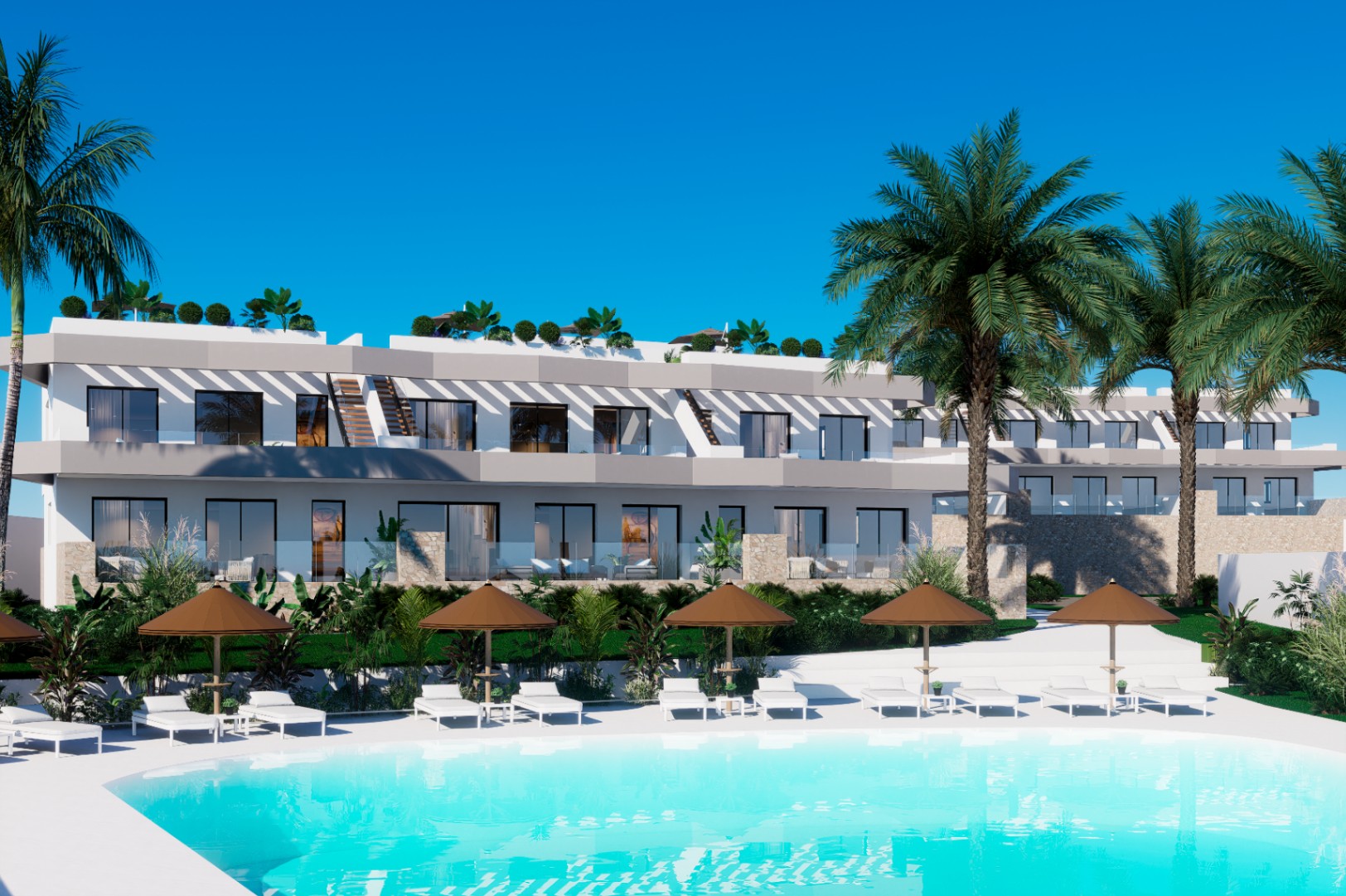 Bungalow con 2 y 3 Dormitorios en Finestrat con Vistas al Mar. Entrega 10/2027