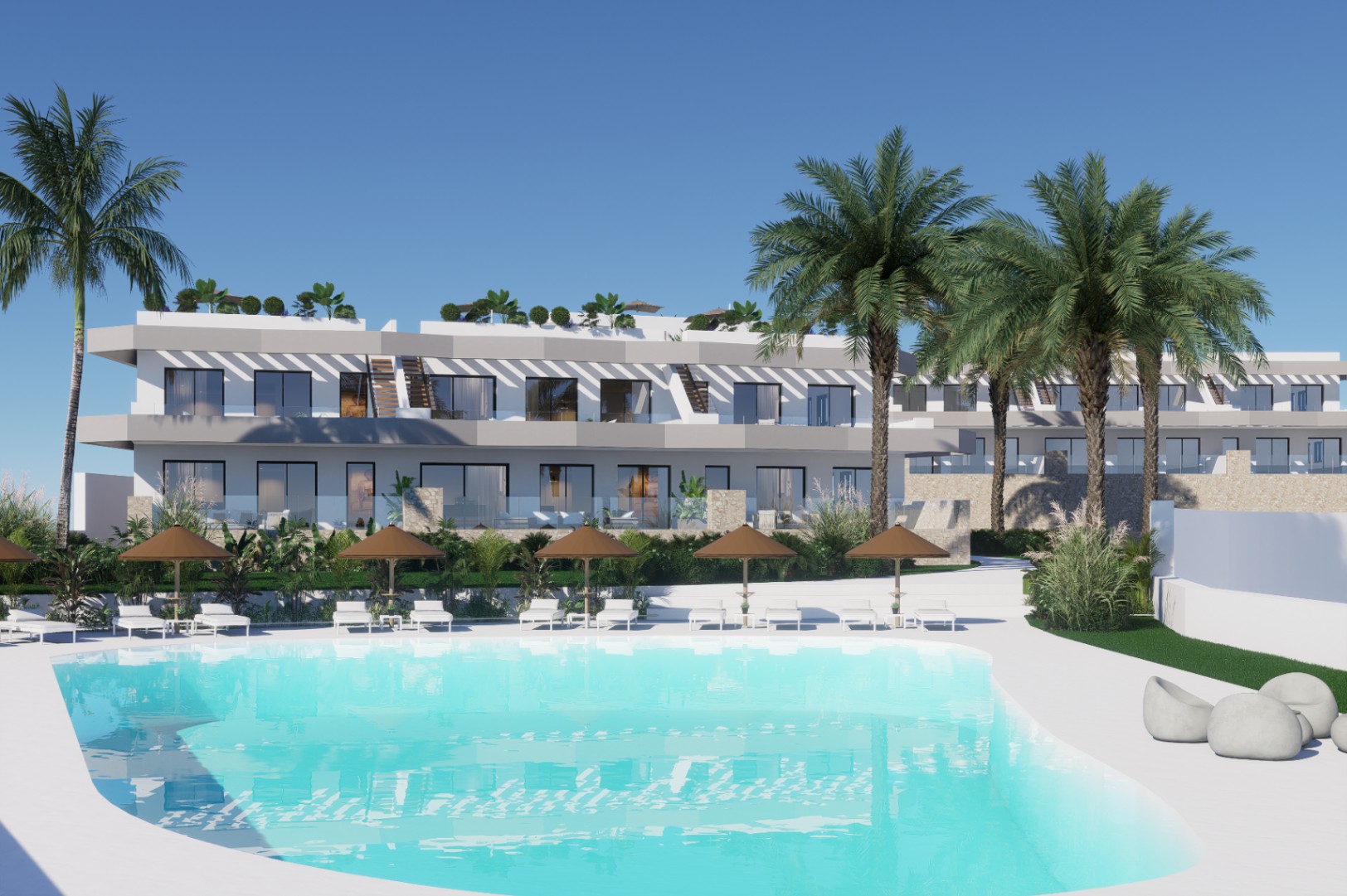 Bungalow con 2 y 3 Dormitorios en Finestrat con Vistas al Mar. Entrega 10/2027