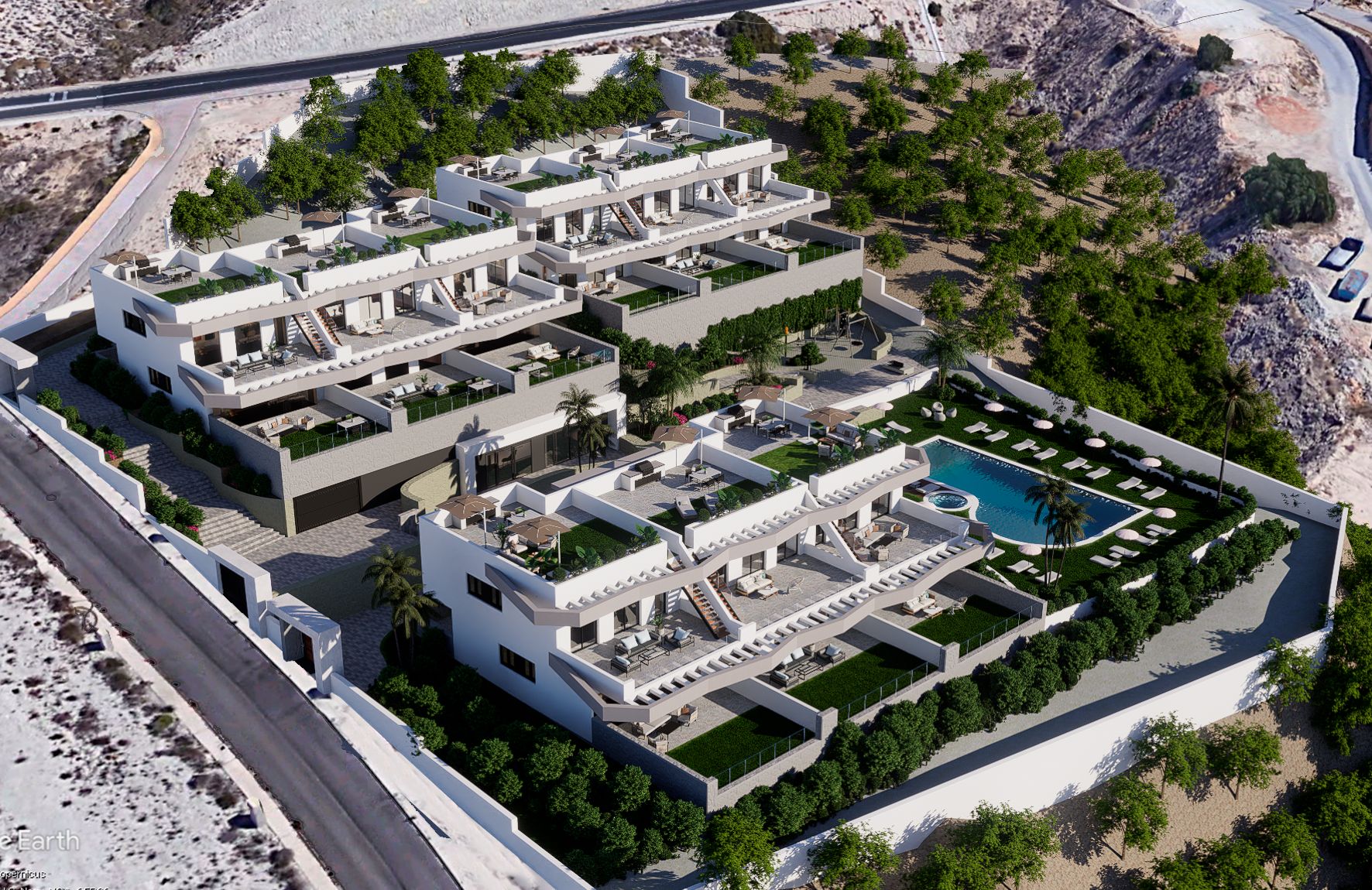 Bungalows met 2 en 3 slaapkamers in Finestrat met uitzicht op zee. Oplevering eind 2027.