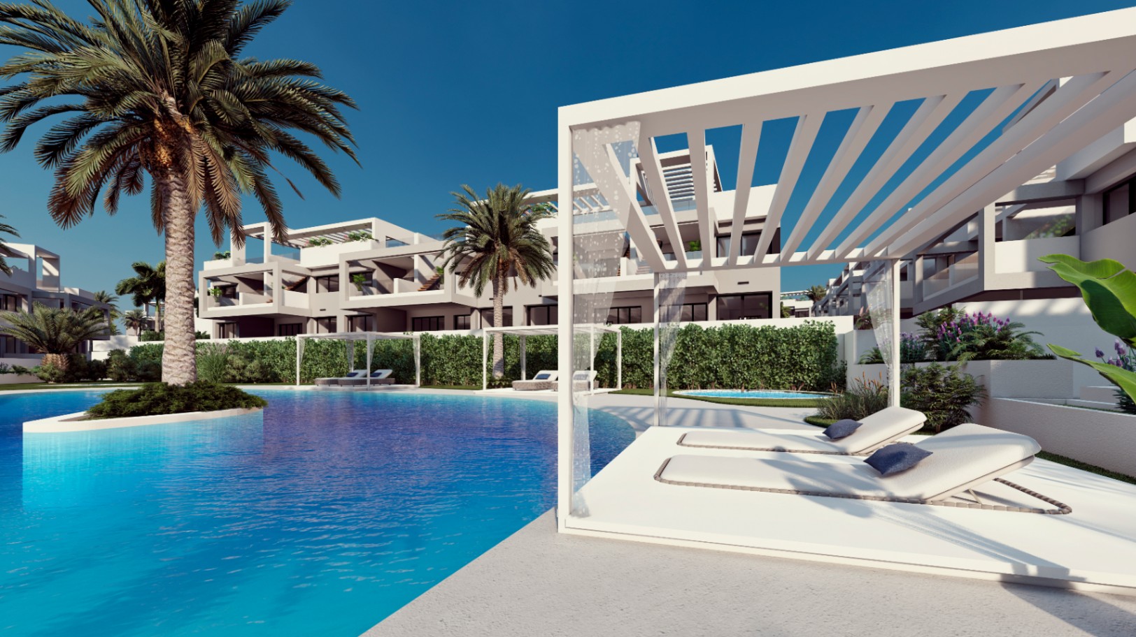 Bungalows de lujo en Torrevieja con 2 dormitorios y 2 baños. Ultimas dos Viviendas. Entrega Sept. 2026