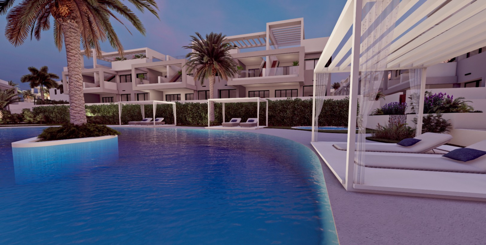 Bungalows de lujo en Torrevieja con 2 dormitorios y 2 baños. Ultimas dos Viviendas. Entrega Sept. 2026