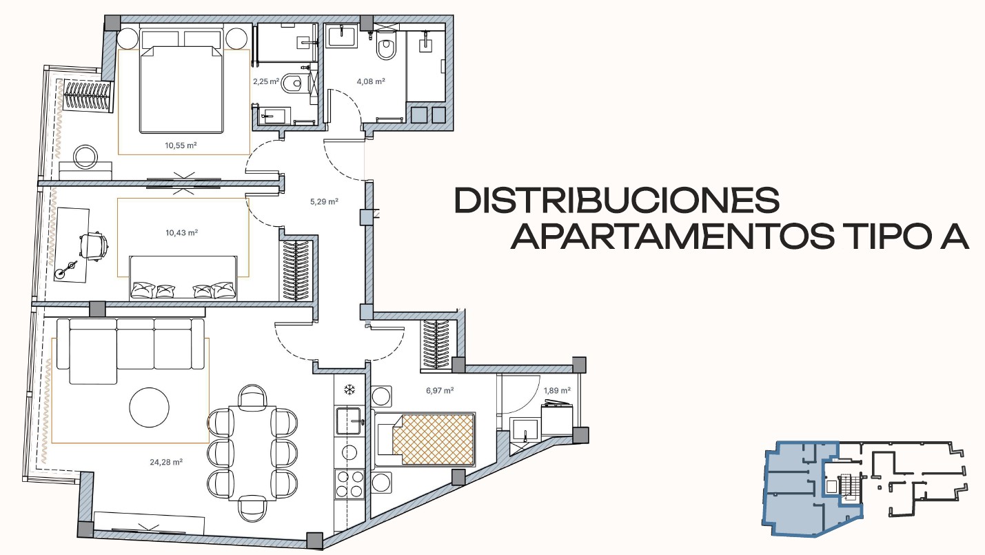 Verkoop van moderne appartement met 3 slaapkamers en 2 badkamers