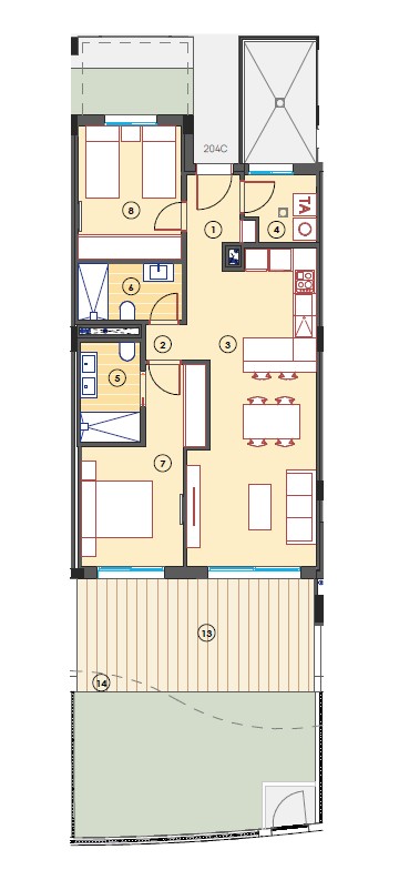 Apartamento nuevo en Finestrat con 2 habitaciones y piscina comunitaria