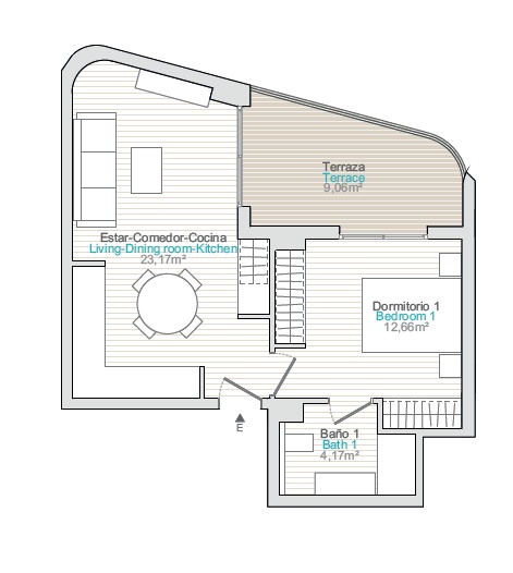Wohnung zu verkaufen mit 73 m², Terrasse und Gemeinschaftspool.