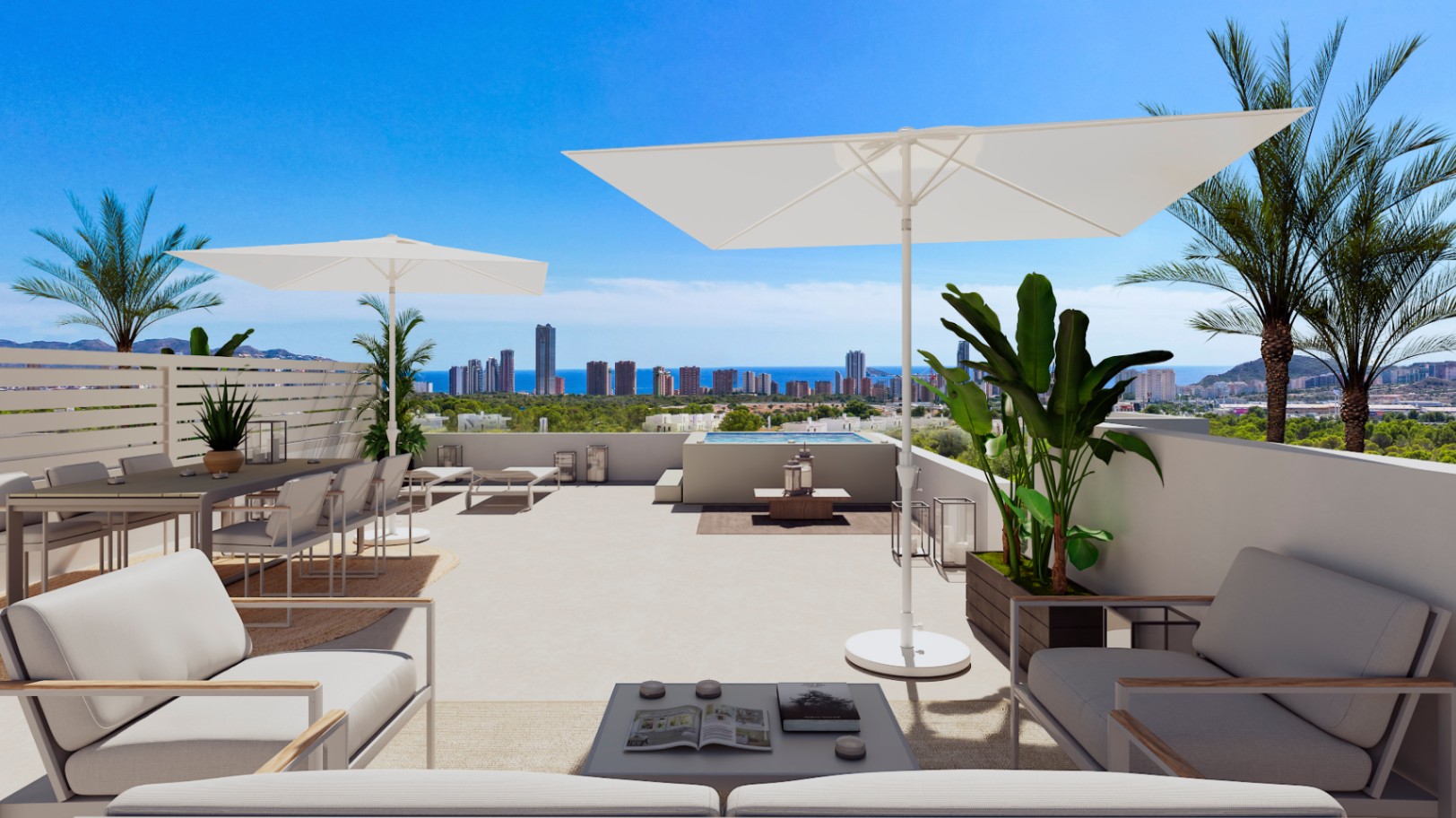 Preciosa planta baja con gran jardín y con vistas al mar .