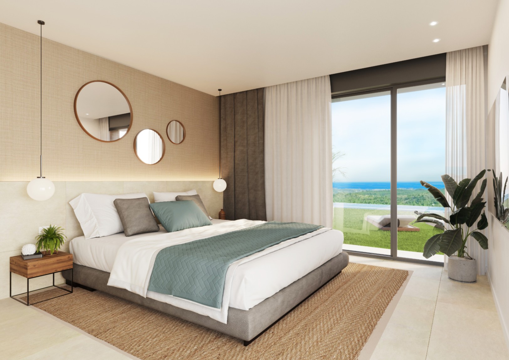 Chalets de 2 et 3 chambres de un ou deux étages avec vue sur la mer.