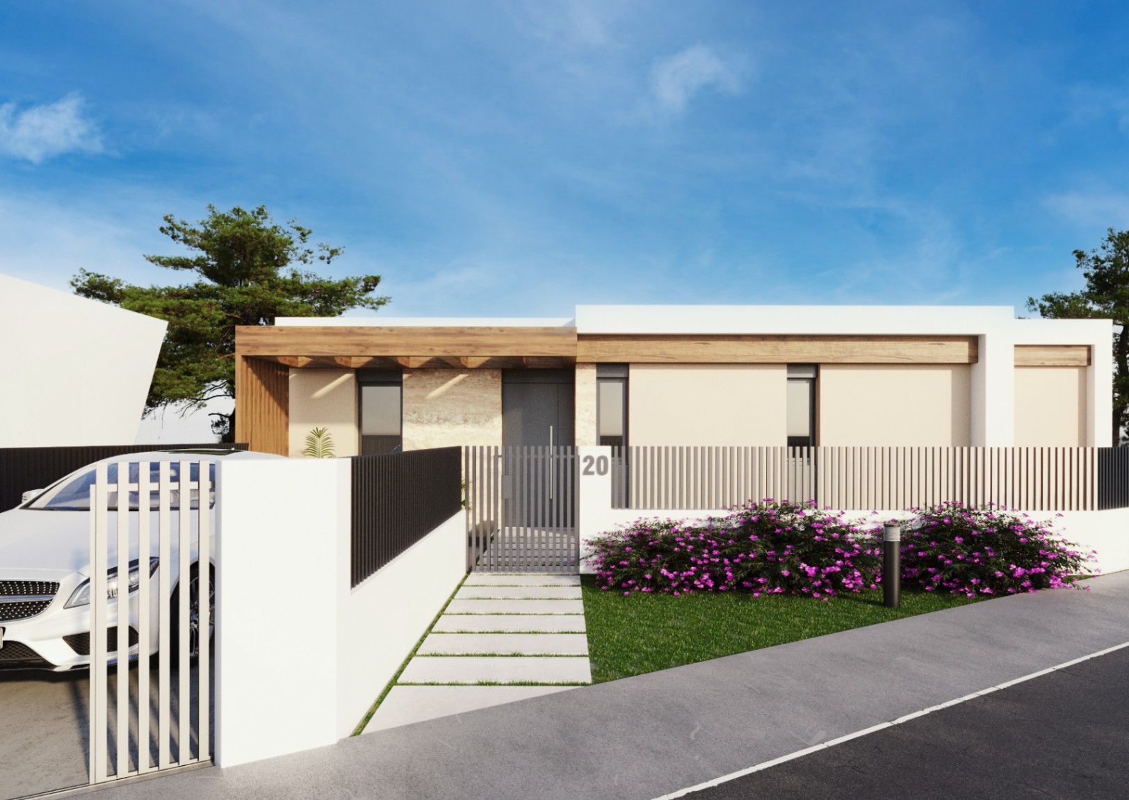 Chalets de 2 et 3 chambres de un ou deux étages avec vue sur la mer.